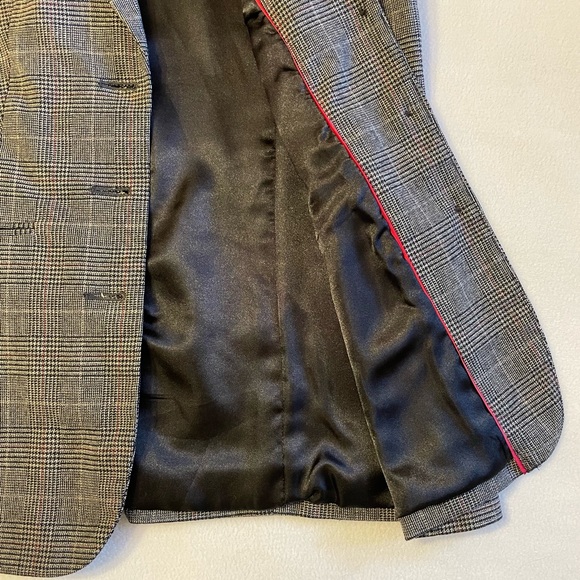 Jessica Plaid Tweed Blazer Jacket Black Brown Red Women’s 12 - Picture 7 of 15